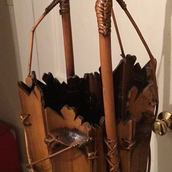 Vintage Handmade Bamboo umbrella cane basket stand